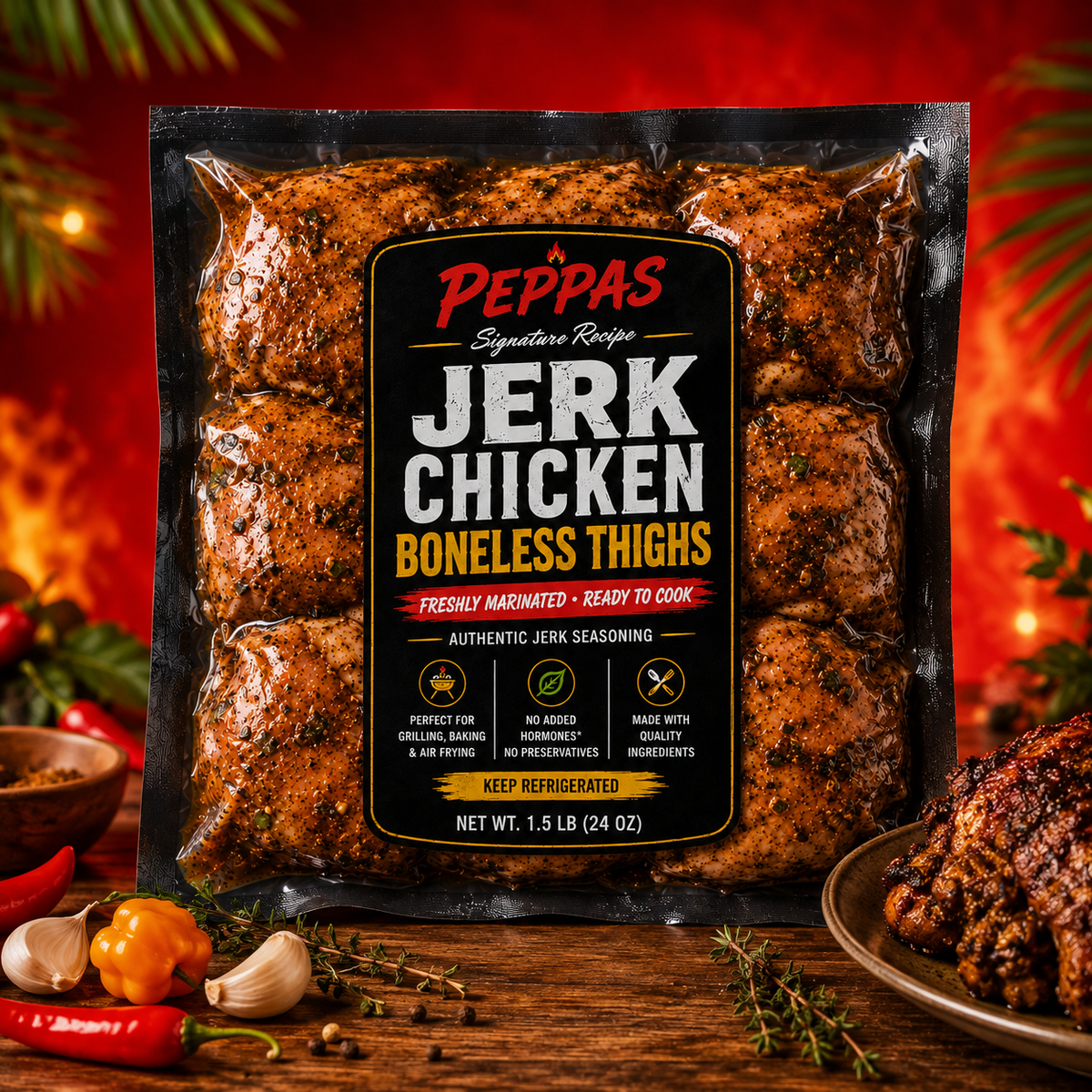 Authentic Jerk Marinated Chicken Thighs